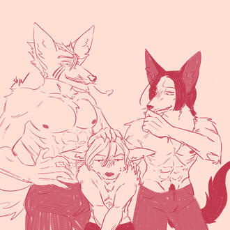 Fukuchi and Mori (BSD but Furries) x Inck (OC but Furry)